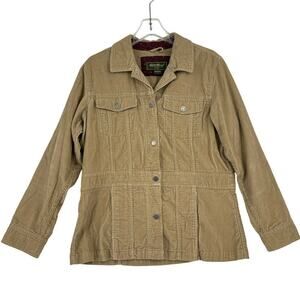 Eddie Bauer Corduroy Jacket Button Front 100% Cotton Light Brown Tan Size L